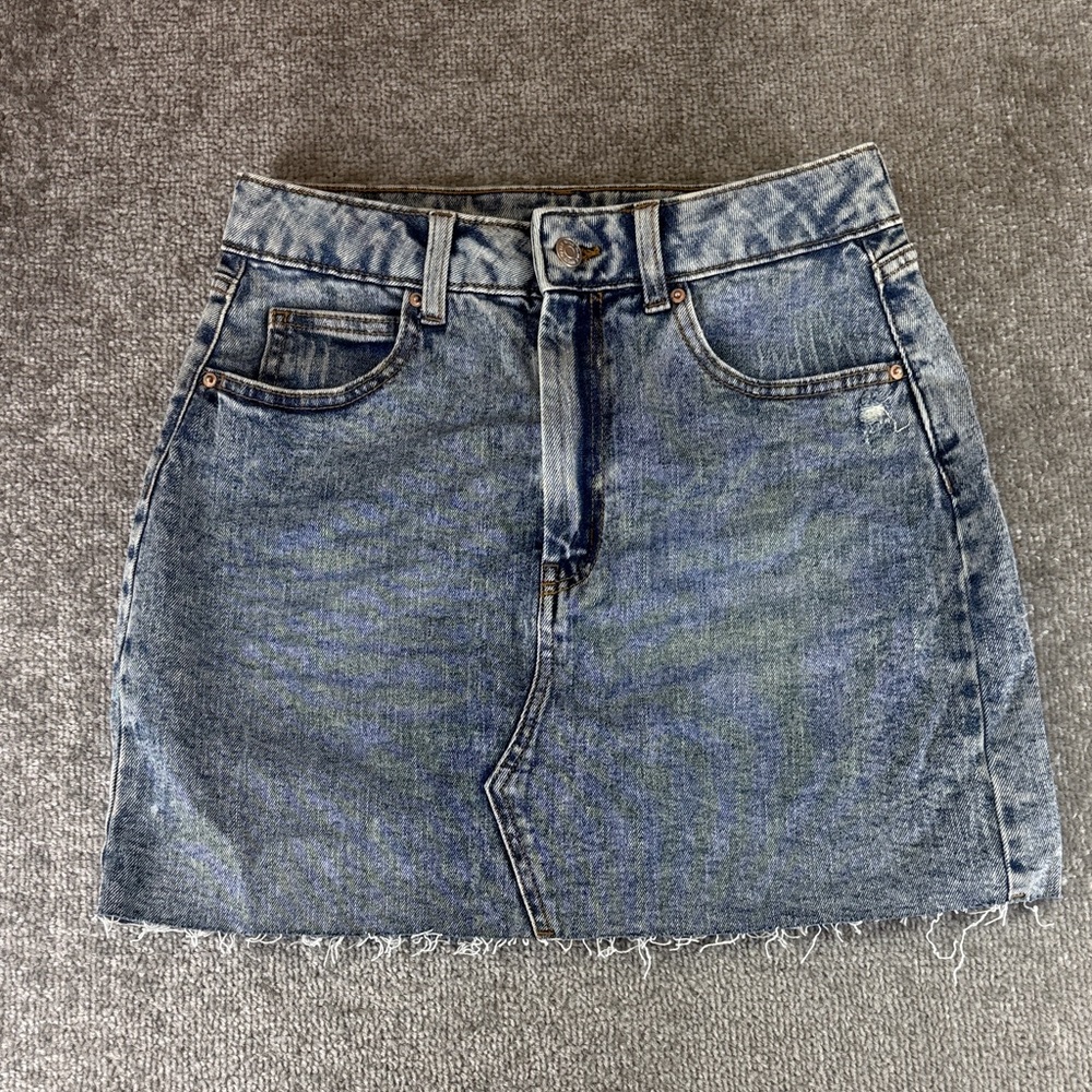 Wild Fable Blue Jean Denim Mini Skirt Distressed Womens 8